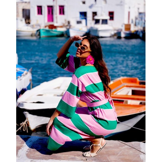 SO BOHEMIAN -Madison Dress SBK02GP Green Pink (Πράσινο/Ροζ)