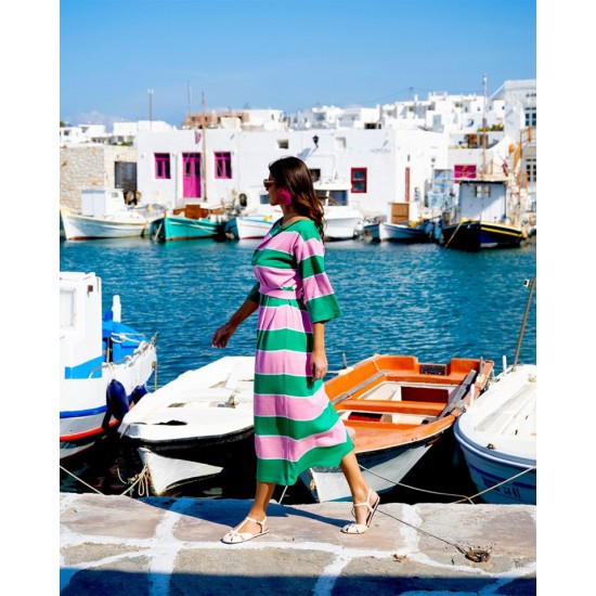 SO BOHEMIAN -Madison Dress SBK02GP Green Pink (Πράσινο/Ροζ)
