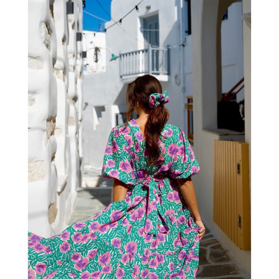 SO BOHEMIAN-Rita Dress SB037GP Green Pink (Πράσινο-Ροζ)