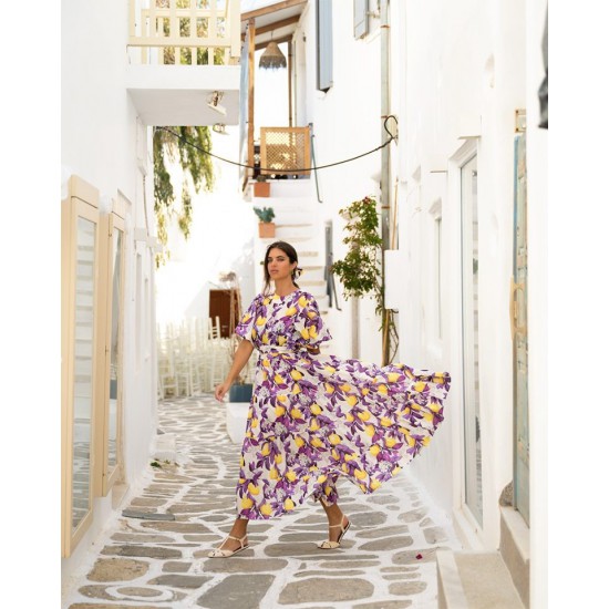 SO BOHEMIAN - Rita Dress SB037YP Yellow Purple (Κίτρινο-Μωβ)