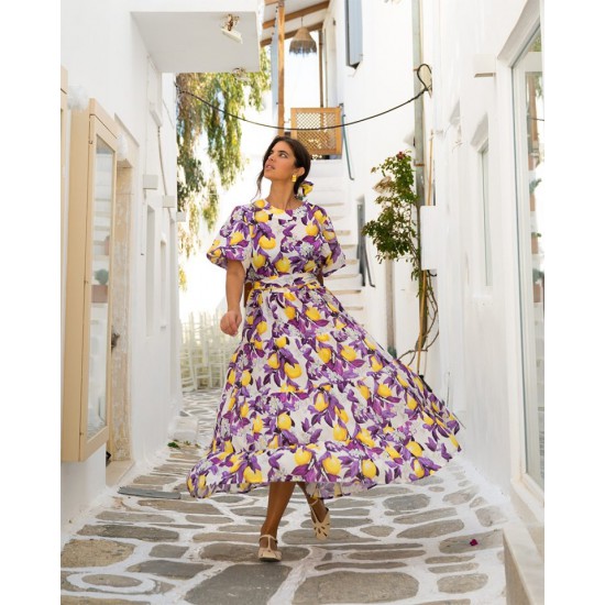 SO BOHEMIAN - Rita Dress SB037YP Yellow Purple (Κίτρινο-Μωβ)