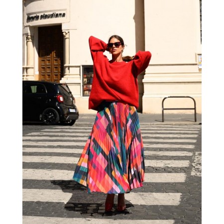 SO BOHEMIAN - Julia Pleated Skirt Pixel Squares SB102-1