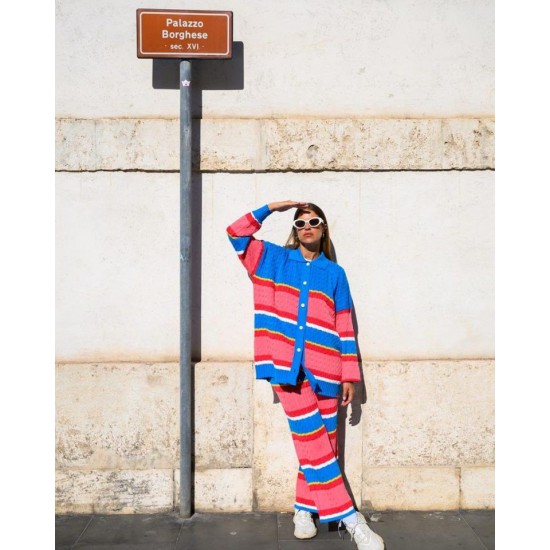 SO BOHEMIAN-Evie Trousers SBKN019 Multi Stripes