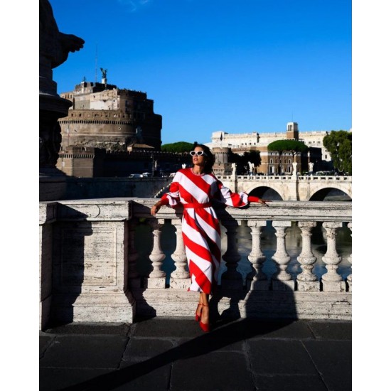 SO BOHEMIAN - Milena Dress Red & White SBKN016RW (Λευκό-Κ΄όκκινο)