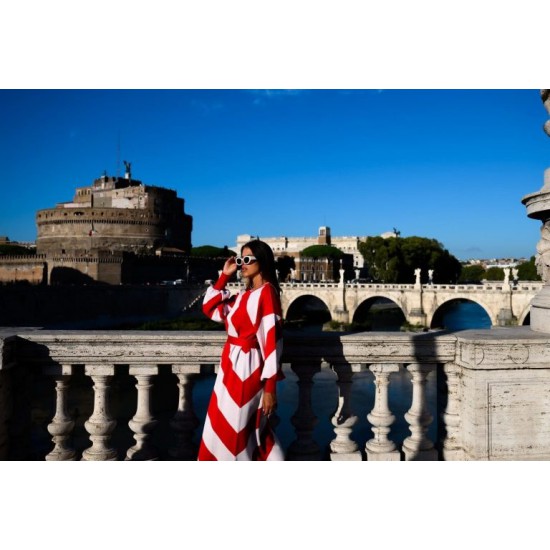 SO BOHEMIAN - Milena Dress Red & White SBKN016RW (Λευκό-Κ΄όκκινο)