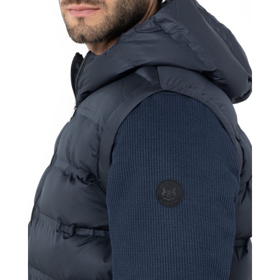 THE BOSTONIANS Ανδρικό Bomber Μπουφάν Με κουκούλα και Αποσπώμενα Μανίκια Κανονική Γραμμή W25026 B166BL Σκούρο Μπλε