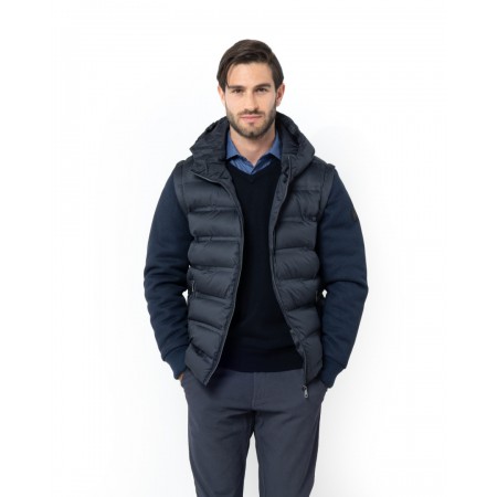 THE BOSTONIANS Ανδρικό Bomber Μπουφάν Με κουκούλα και Αποσπώμενα Μανίκια Κανονική Γραμμή W25026 B166BL Σκούρο Μπλε