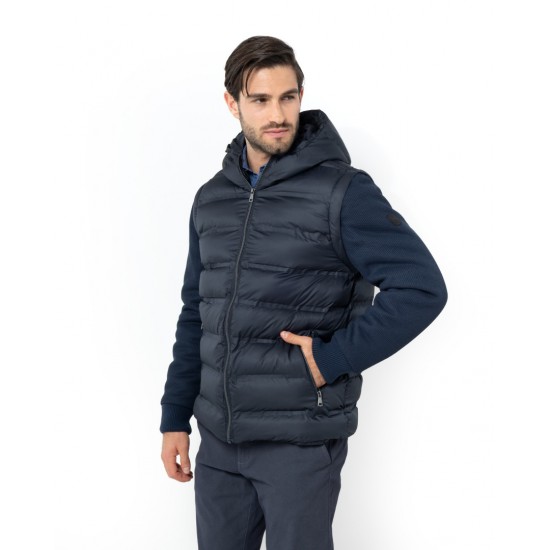 THE BOSTONIANS Ανδρικό Bomber Μπουφάν Με κουκούλα και Αποσπώμενα Μανίκια Κανονική Γραμμή W25026 B166BL Σκούρο Μπλε