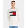 Tommy Jeans Ανδρικό Πλεκτό  Relaxed Fit Badge Sweater Knit Relax DM0DM17762-YBH (Λευκό)