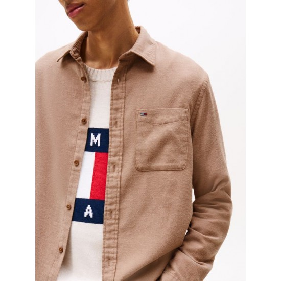 TOMMY JEANS Ανδρικό Βαμβακερό Πουκάμισο Regular Fit Flannel Shirt DM0DM22023-GVP (Pecan Nut)