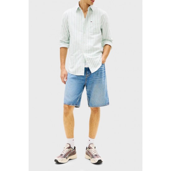 Tommy Jeans  Ανδρικό Πουκάμισο OXFORD STRIPE SHIRT REGULAR FIT DM0DM22790-L5Y(Λευκό\Φυστικί)