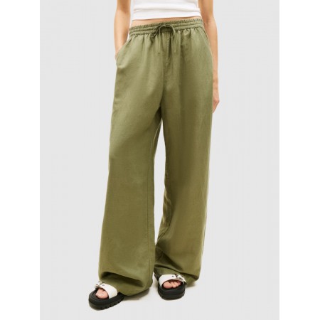 Tommy Jeans Γυναικείο Παντελόνι Λινό  TJW ESSENTIAL LINEN PANTS DW0DW22285-L9P(Χακί)