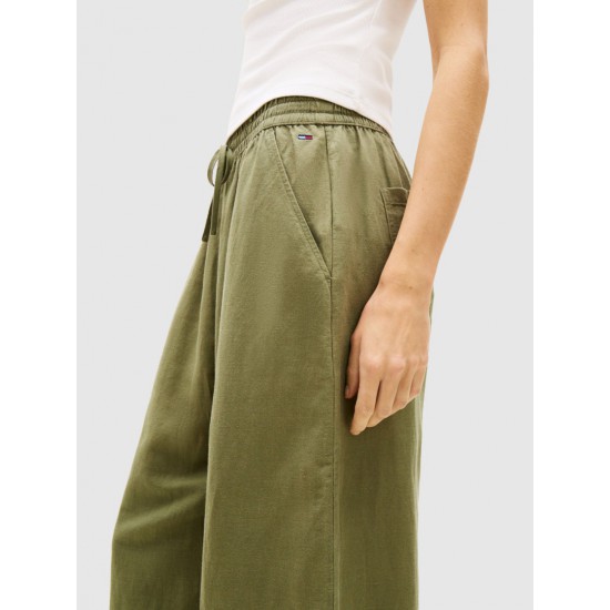 Tommy Jeans Γυναικείο Παντελόνι Λινό  TJW ESSENTIAL LINEN PANTS DW0DW22285-L9P(Χακί)