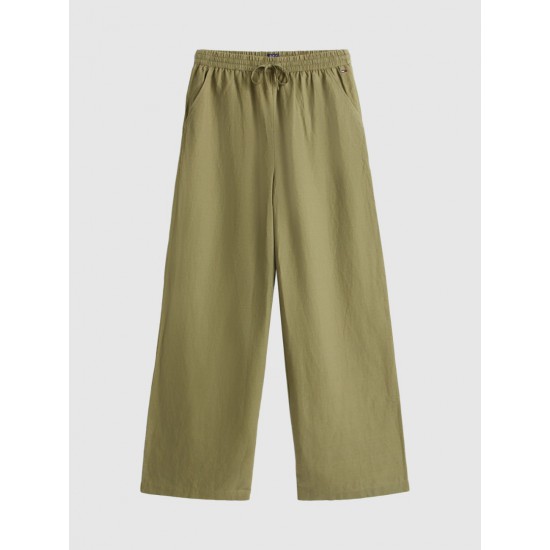 Tommy Jeans Γυναικείο Παντελόνι Λινό  TJW ESSENTIAL LINEN PANTS DW0DW22285-L9P(Χακί)