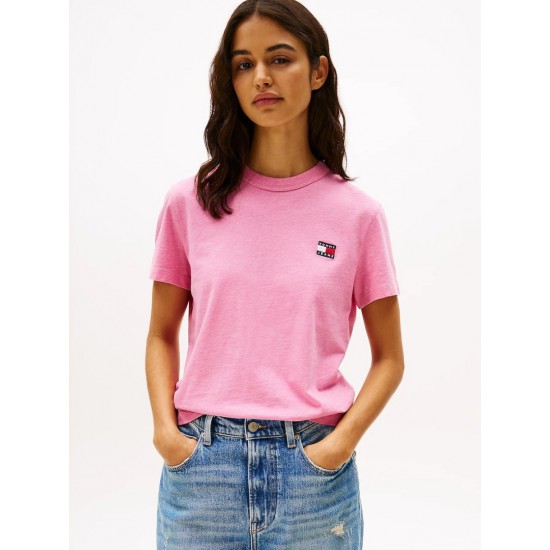 TOMMY JEANS Γυναικείο T-Shirt Badge Regular Fit Tee DW0DW20153-TVW (Φούξια)