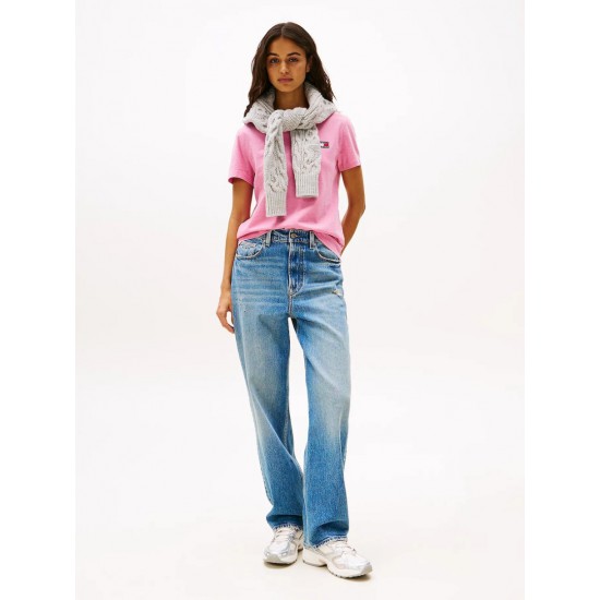 TOMMY JEANS Γυναικείο T-Shirt Badge Regular Fit Tee DW0DW20153-TVW (Φούξια)