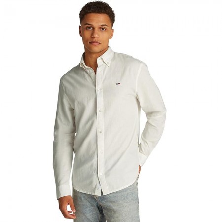 TOMMY JEANS Ανδρικό Πουκάμισο Λινό Regular Fit Linen Blend DM0DM20875-YBL (Λευκό)