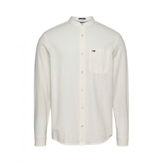 TOMMY JEANS Ανδρικό Πουκάμισο Λινό Μάο Regular Fit Linen Mao Shirt DM0DM20876-YBL (Λευκό)