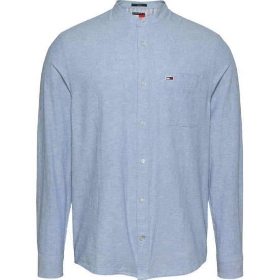 TOMMY JEANS Ανδρικό Πουκάμισο Λινό Μάο Regular Fit Linen Mao Shirt DM0DM20876-DY6 (Μπλε Ραφ)