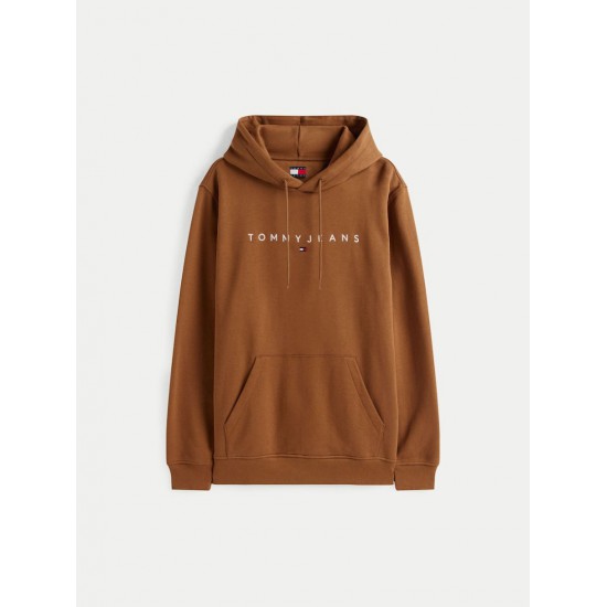 Tommy Jeans Ανδρικό Φούτερ Linear Logo Hoodie Regular Fit DM0DM20746-GVP (Pecan Nut Multi)