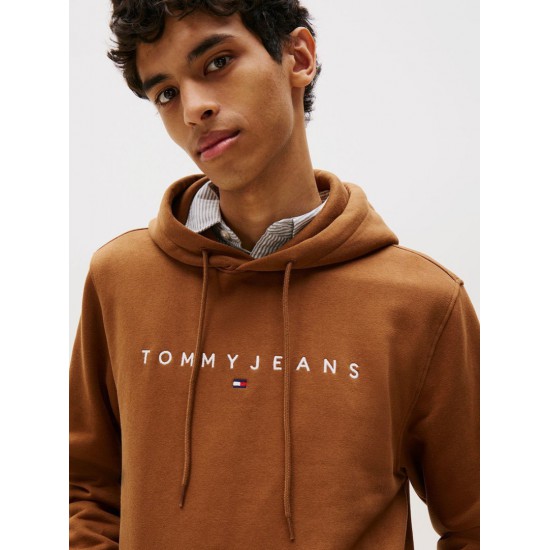 Tommy Jeans Ανδρικό Φούτερ Linear Logo Hoodie Regular Fit DM0DM20746-GVP (Pecan Nut Multi)