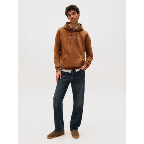 Tommy Jeans Ανδρικό Φούτερ Linear Logo Hoodie Regular Fit DM0DM20746-GVP (Pecan Nut Multi)