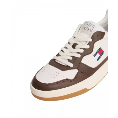 Tommy Jeans Ανδρικά Δερμάτινα Παπούτσια Cupsole Leather EM0EM01443-0LI (Ivory/Brown)