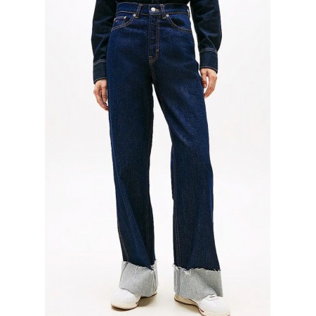Tommy Jeans Γυναικείο Jean Παντελόνι Claire HR Wide Turn Up DW0DW21796-1BK Denim Dark (Μπλε Σκούρο)