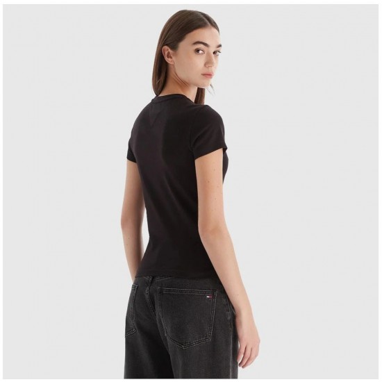 Tommy Jeans Γυναικείο Βαμβακερό T-Shirt Linear Tee Regular Fit DW0DW21550-BDS Black(Μαύρο)