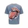 ONLY & SONS Ανδρικό T-shirt Relaxed Fit με Στάμπα Rolling Stones 22028756-Flint Stone (Μπλε Ραφ)