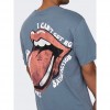 ONLY & SONS Ανδρικό T-shirt Relaxed Fit με Στάμπα Rolling Stones 22028756-Flint Stone (Μπλε Ραφ)