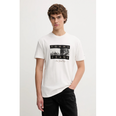 TOMMY JEANS Ανδρικό T-shirt Regular Fit Photo Flag Tee DM0DM22464-YBL (Λευκό)