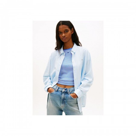 Tommy Jeans  Γυναικείο Λινό Πουκάμισο Relaxed Fit DW0DW22209-0A6(Γαλάζιο)