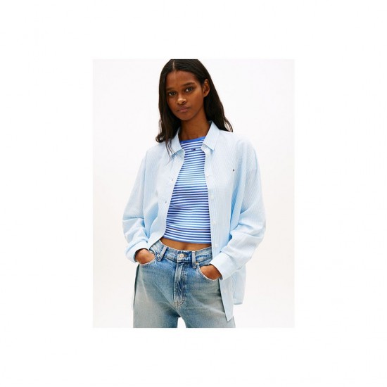 Tommy Jeans  Γυναικείο Λινό Πουκάμισο Relaxed Fit DW0DW22209-0A6(Γαλάζιο)