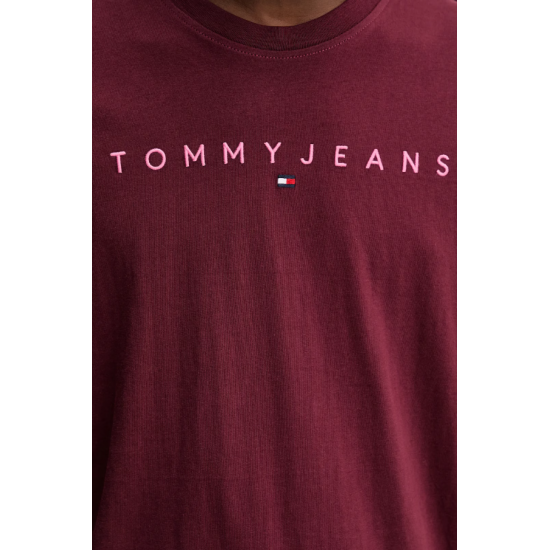 TOMMY JEANS Ανδρικό Βαμβακερό Regular Fit T-shirt Linear Logo Tee DM0DM20744-0KP (Μπορντό)