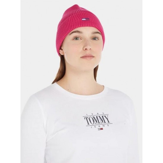 Tommy Jeans Γυναικείο Σκουφάκι TJW Flag Beanie AW0AW15474-TSA (Φούξια)