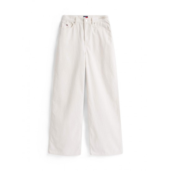 Tommy Jeans Γυναικείο Παντελόνι Κοτλέ Clair High Wide Cord DW0DW21700-YBH Ancient White(Κρεμ)