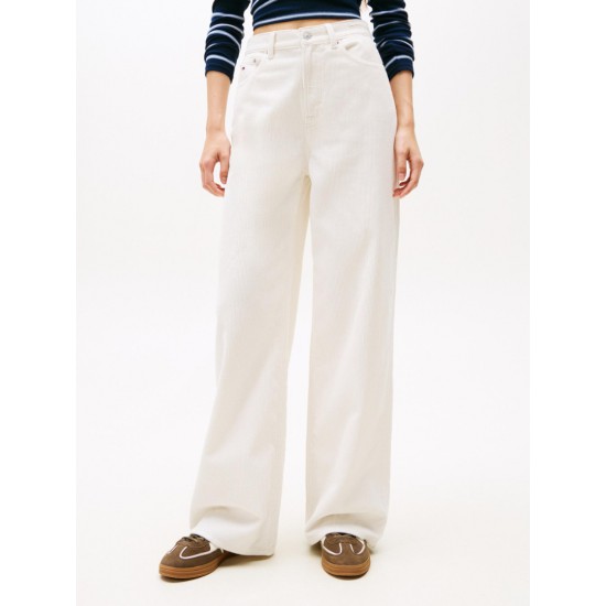 Tommy Jeans Γυναικείο Παντελόνι Κοτλέ Clair High Wide Cord DW0DW21700-YBH Ancient White(Κρεμ)