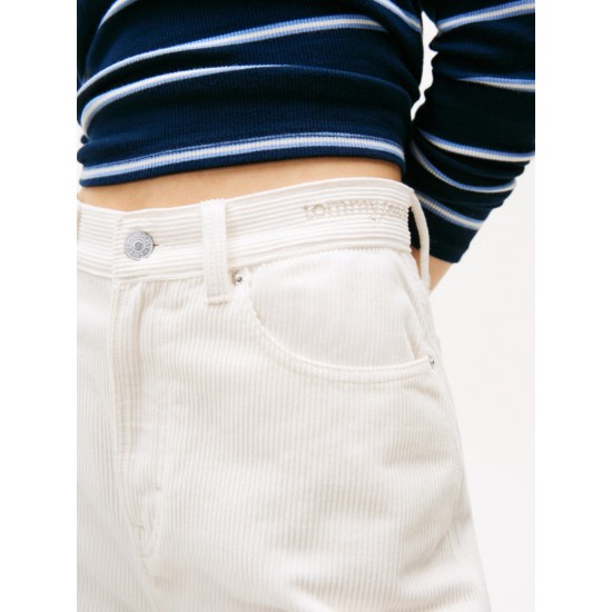 Tommy Jeans Γυναικείο Παντελόνι Κοτλέ Clair High Wide Cord DW0DW21700-YBH Ancient White(Κρεμ)