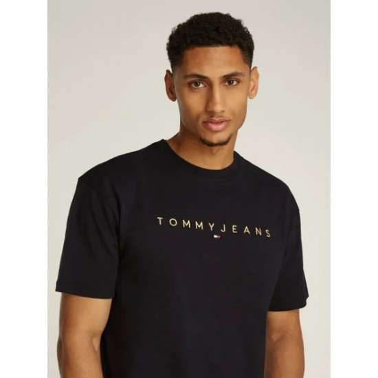 TOMMY JEANS Ανδρικό T-shirt Regular Fit Gold Linear Logo DM0DM19694 - BDS (Μαύρο)