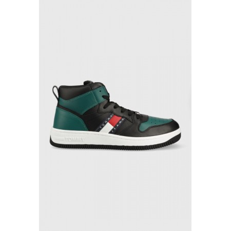 Tommy Jeans Ανδρικό Sneaker Μποτάκι Colour-Blocked Mid Top Trainers (Πράσινο/Μαύρο)