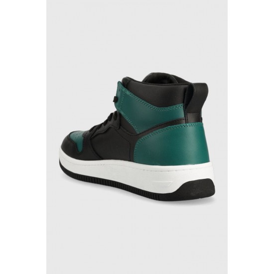 Tommy Jeans Ανδρικό Sneaker Μποτάκι Colour-Blocked Mid Top Trainers (Πράσινο/Μαύρο)