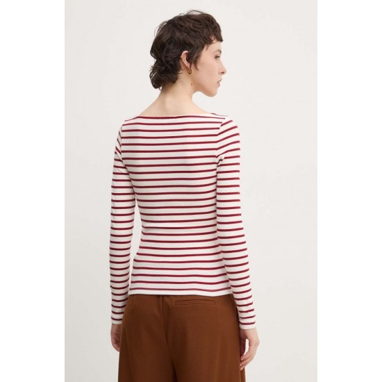 Tommy Jeans Γυναικεία Μπλο΄υζα Ριγέ Longsleeve Breton Stripe Tee DW0DW19817-XIT (Λευκό/Κόκκινο)