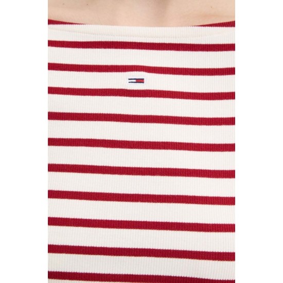 Tommy Jeans Γυναικεία Μπλο΄υζα Ριγέ Longsleeve Breton Stripe Tee DW0DW19817-XIT (Λευκό/Κόκκινο)