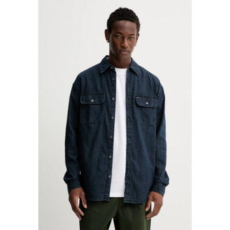 TOMMY JEANS Ανδρικό Βαμβακερό Jean Πουκάμισο Relaxed Fit Denim Shirt DM0DM22122-1BJ (Denim Dark)