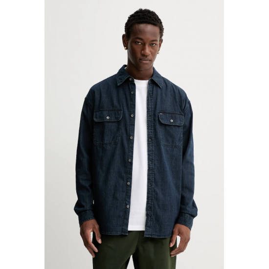 TOMMY JEANS Ανδρικό Βαμβακερό Jean Πουκάμισο Relaxed Fit Denim Shirt DM0DM22122-1BJ (Denim Dark)