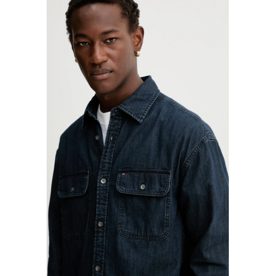 TOMMY JEANS Ανδρικό Βαμβακερό Jean Πουκάμισο Relaxed Fit Denim Shirt DM0DM22122-1BJ (Denim Dark)