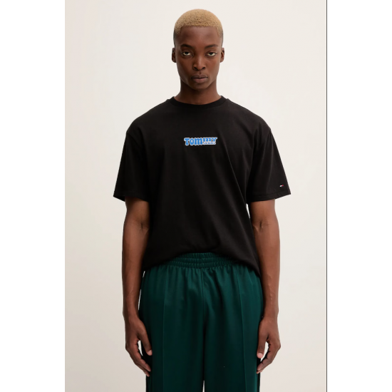 TOMMY JEANS Ανδρικό Βαμβακερό T-shirt Relaxed Fit Font Play Tee DM0DM22051-BDS (Μαύρο)