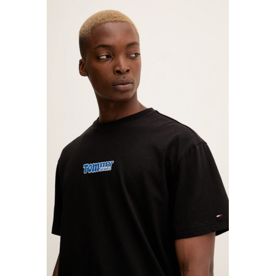 TOMMY JEANS Ανδρικό Βαμβακερό T-shirt Relaxed Fit Font Play Tee DM0DM22051-BDS (Μαύρο)