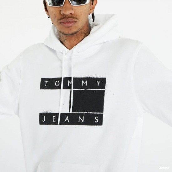 Tommy Jeans Ανδρικό Φούτερ TJM Regular Flag Spray Hoodie DM0DM17911-YBR (Λευκό)